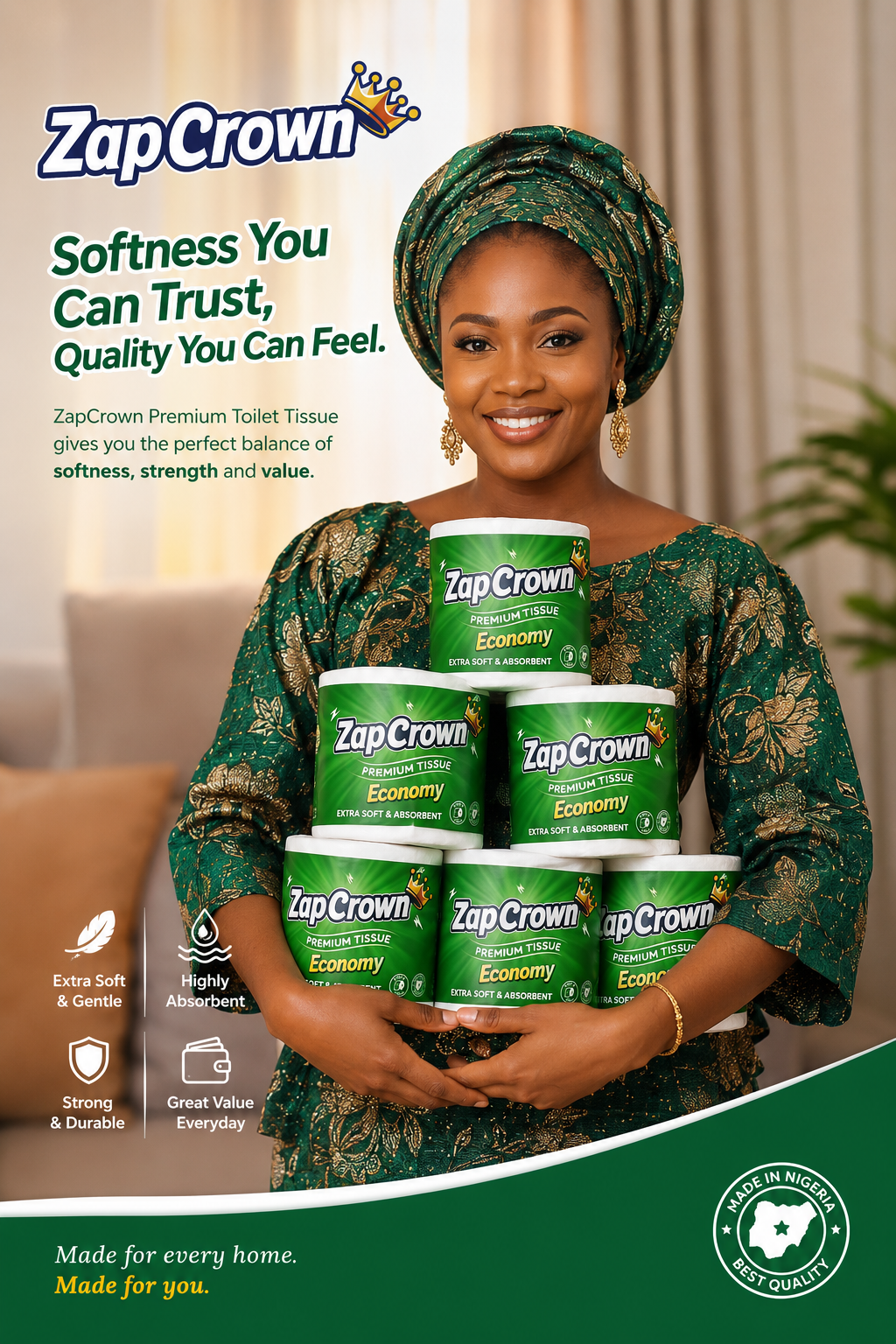 ZapCrown Premium Toilet Tissue promotional image